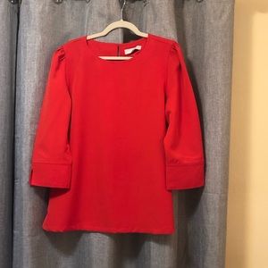Loft - 3/4 Sleeve Bright Red Top - Size Large
